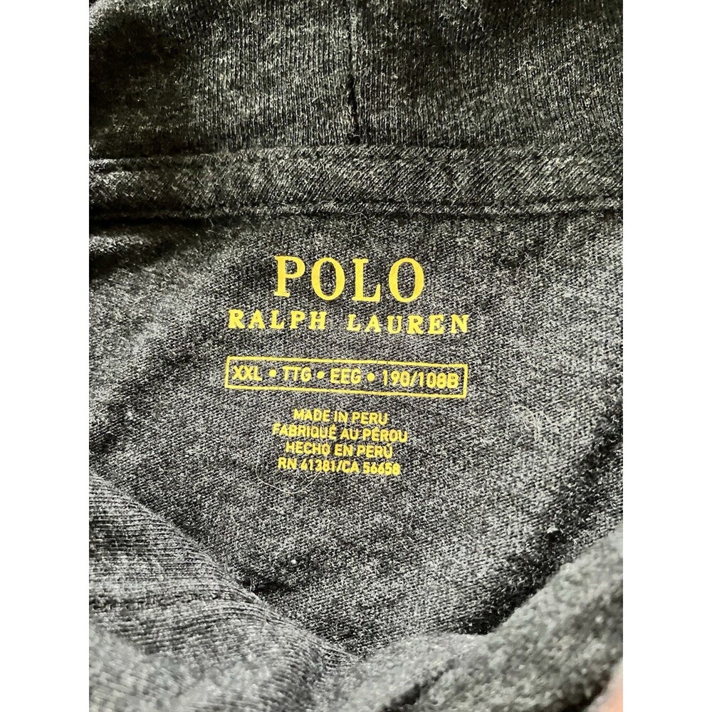 Polo Ralph Lauren Men XXL Dark Charcoal Gray Cotton Knit Hoodie Light Pullover - Picture 3 of 8